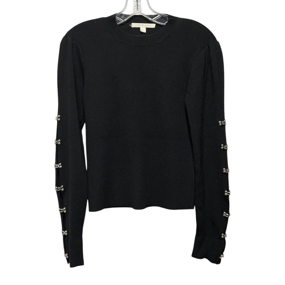 Jonathan Simkhai Black Wool Hook and Eye Cutout Sleeve Detail Sweater XS
